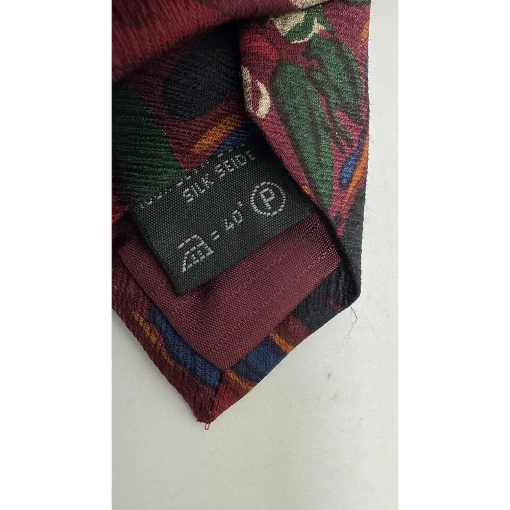 Ermenegildo Zegna 100% Silk Tie Red Maroon Floral